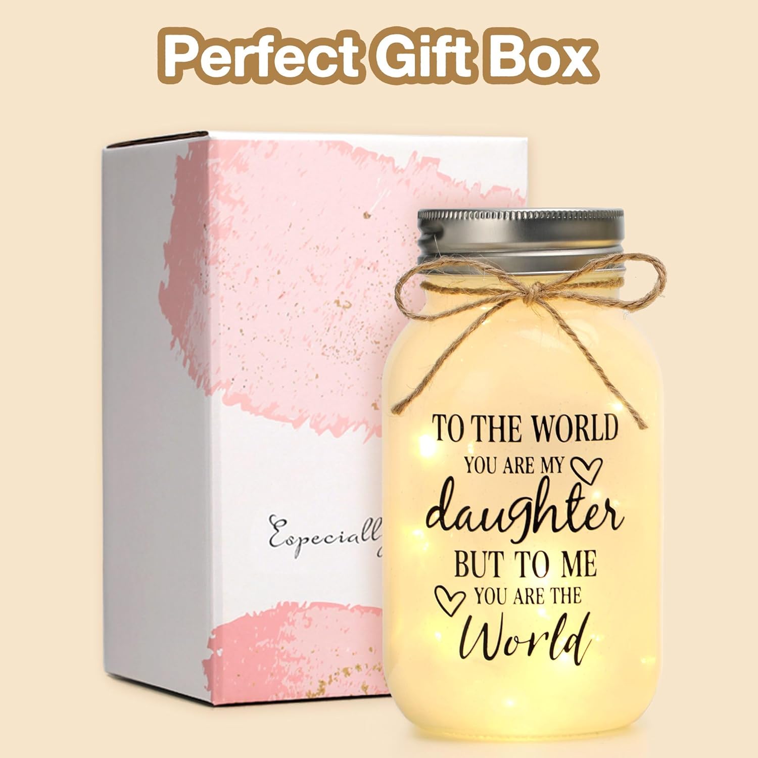 Maracco 30 oz Large Mason Jar Night Light - Thoughtful Gifts for Daughters from Mom & Dad | Perfect for Birthdays, Weddings, Graduations