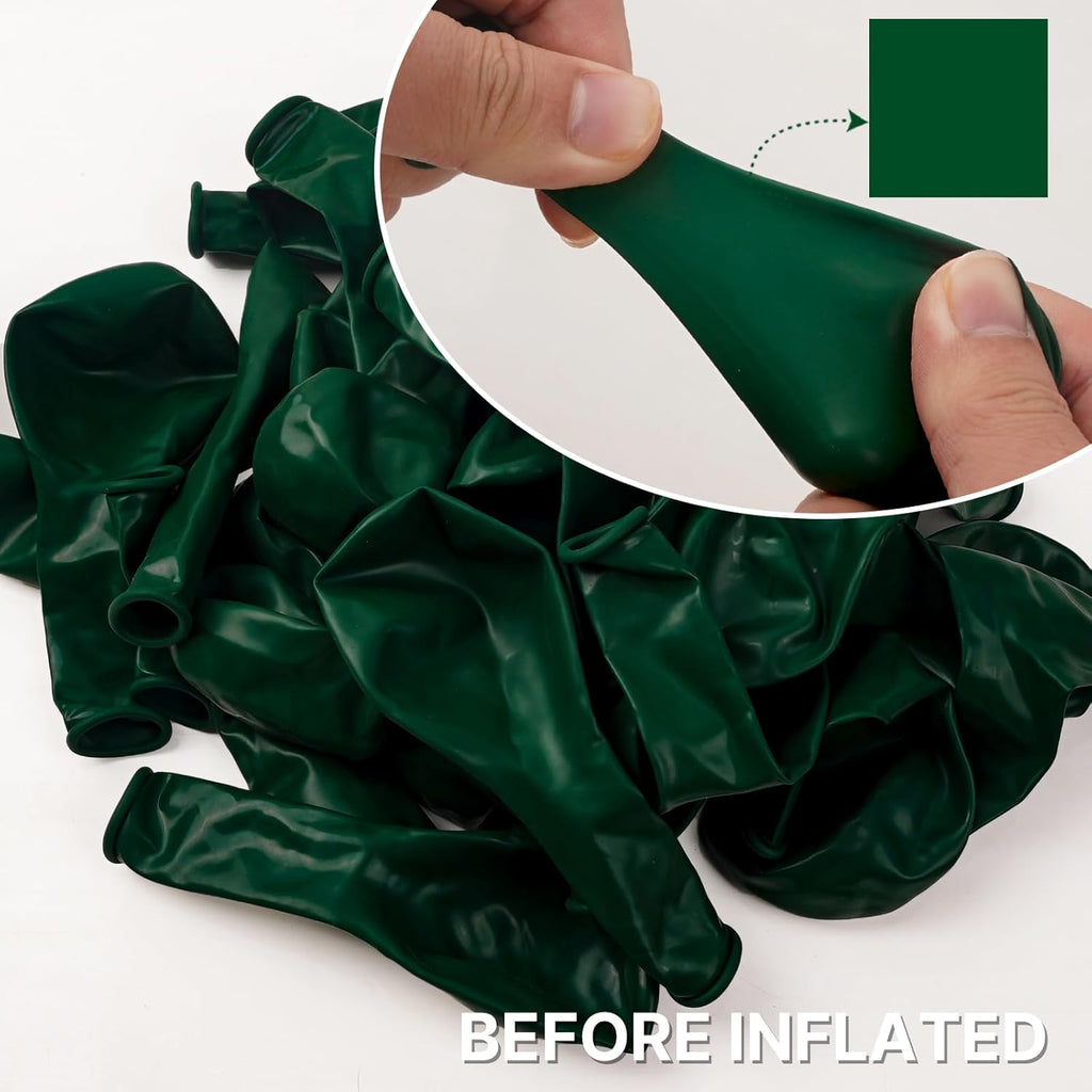 PartyWoo Dark Green Balloons - 120pcs Emerald & Forest Green Balloon Arch Kit | Various Sizes for Birthday & Graduation Decor