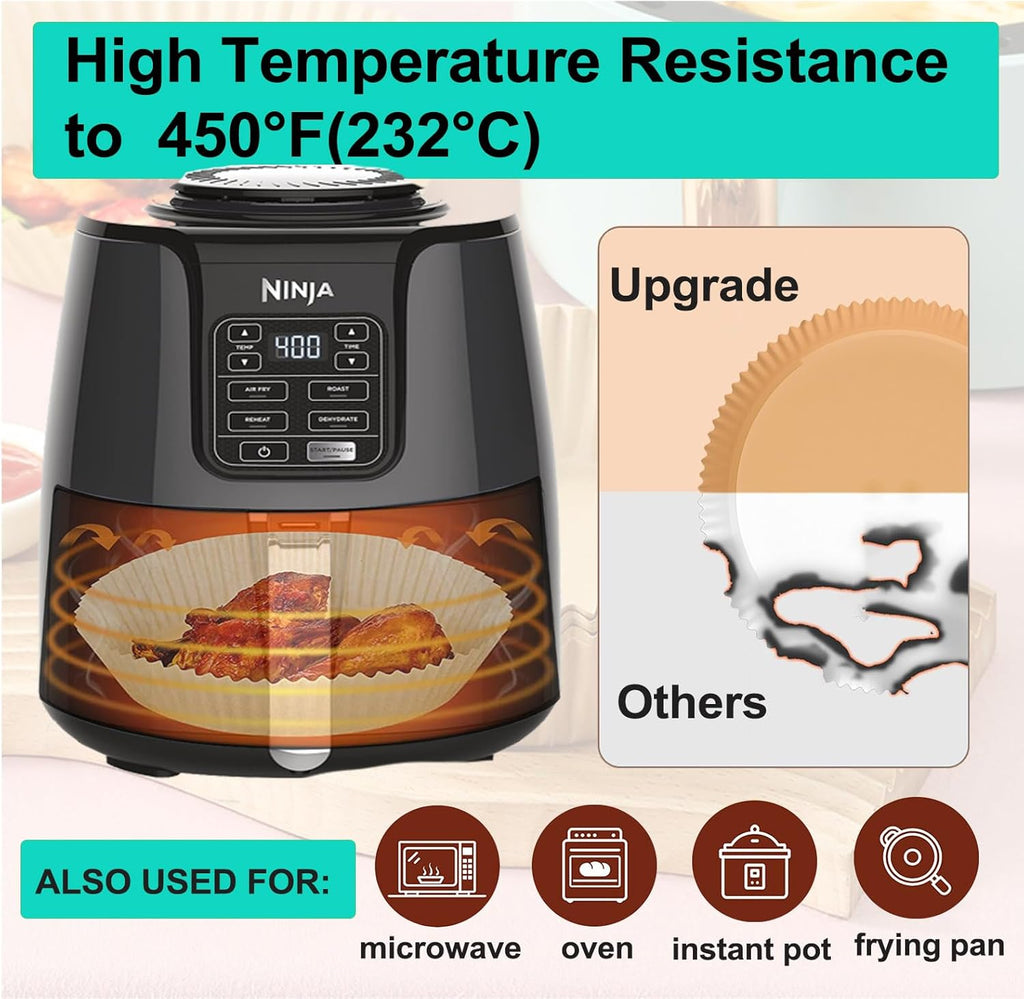 Ninja Foodi Air Fryer Liners - 200 Disposable 8-Inch Round Circle Liners for 4QT & 5QT Models
