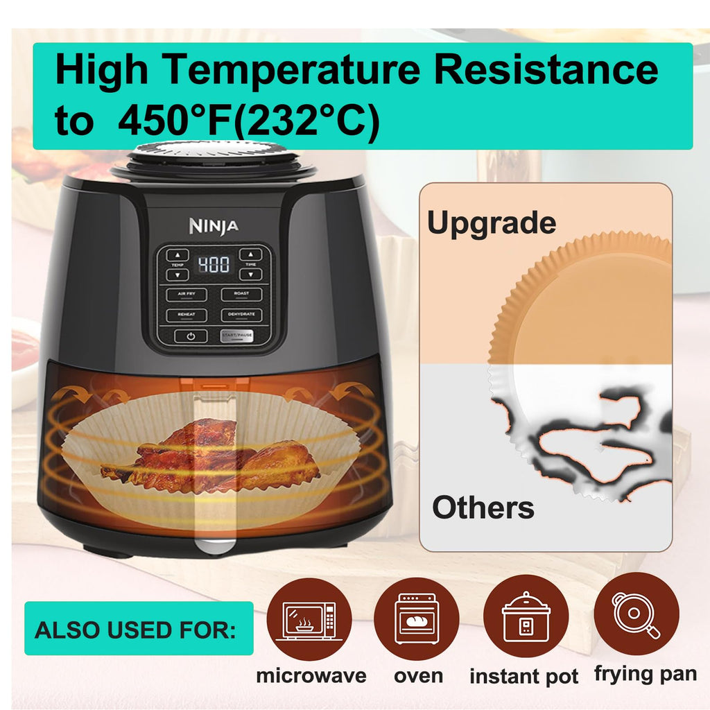 4 qt Air Fryer Liners, Ninja Foodi Liners, 200Pcs Air Fryer Liners Disposable 5qt 8 Inch Round, Circle Liners for Ninja AF101 AF150 XL AF161