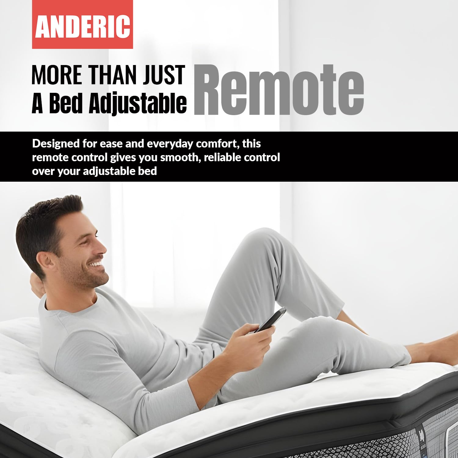 ANDERIC RF399A / RF368B for Sealy Ease Adjustable Bed Base Frames Remote Control | Works Sealy Ease Ergo 2.0, Ease 3.0, Ease 4.0 | Serta Motion Essentials 3rd Gen | Beautyrest SmartMotion Base 1.0