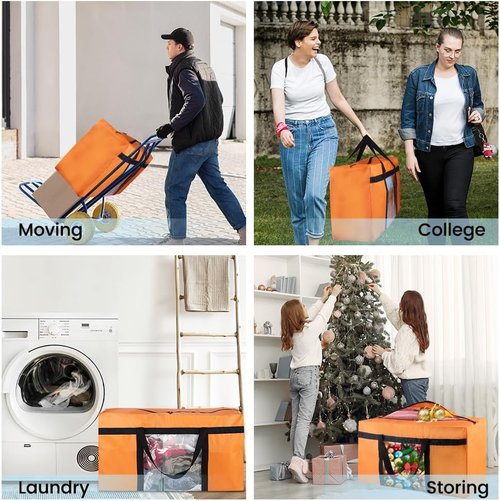 CIVJET Extra Large Heavy-Duty Moving Bags - 6 Pack with Reinforced Zippers & Handles | Ideal for Clothes Storage & Camping Essentials