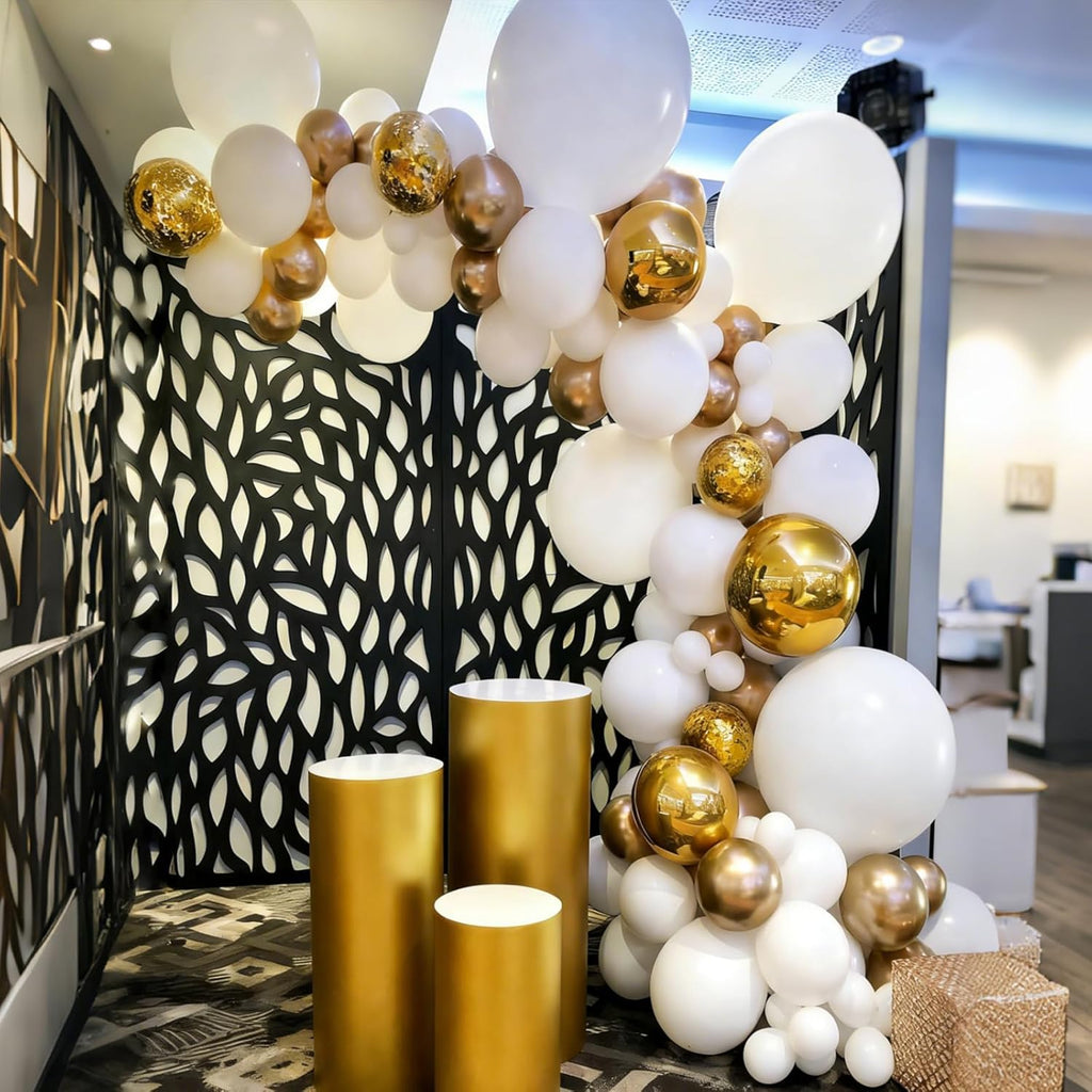 YMSZ White and Gold Confetti Balloons - 67pcs 12 Inch Latex Balloons for Birthday & Wedding Decor