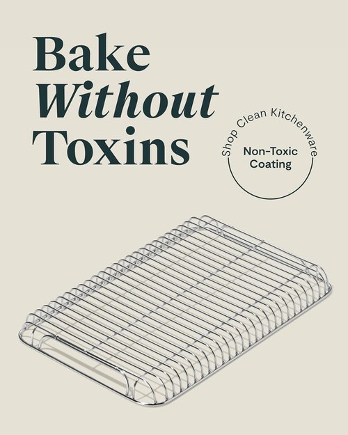 Caraway Stainless Steel Cooling Rack - 9" x 13" - Perfect for Cooling Baked Goods & Icing - Fits Small Baking Sheet