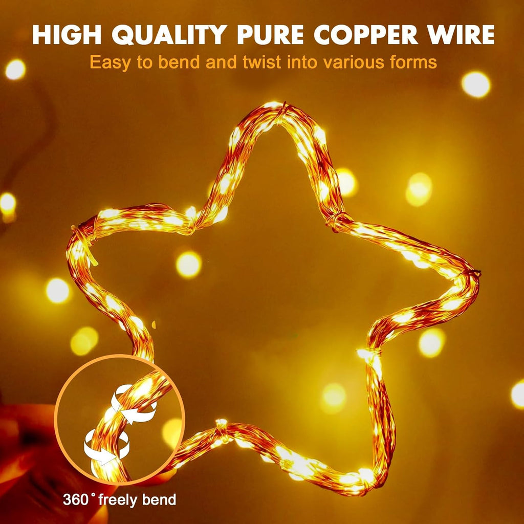 Skiennix 33ft 100 LED Fairy Lights - Warm White Waterproof Copper Wire String Lights for Indoor/Outdoor Decor