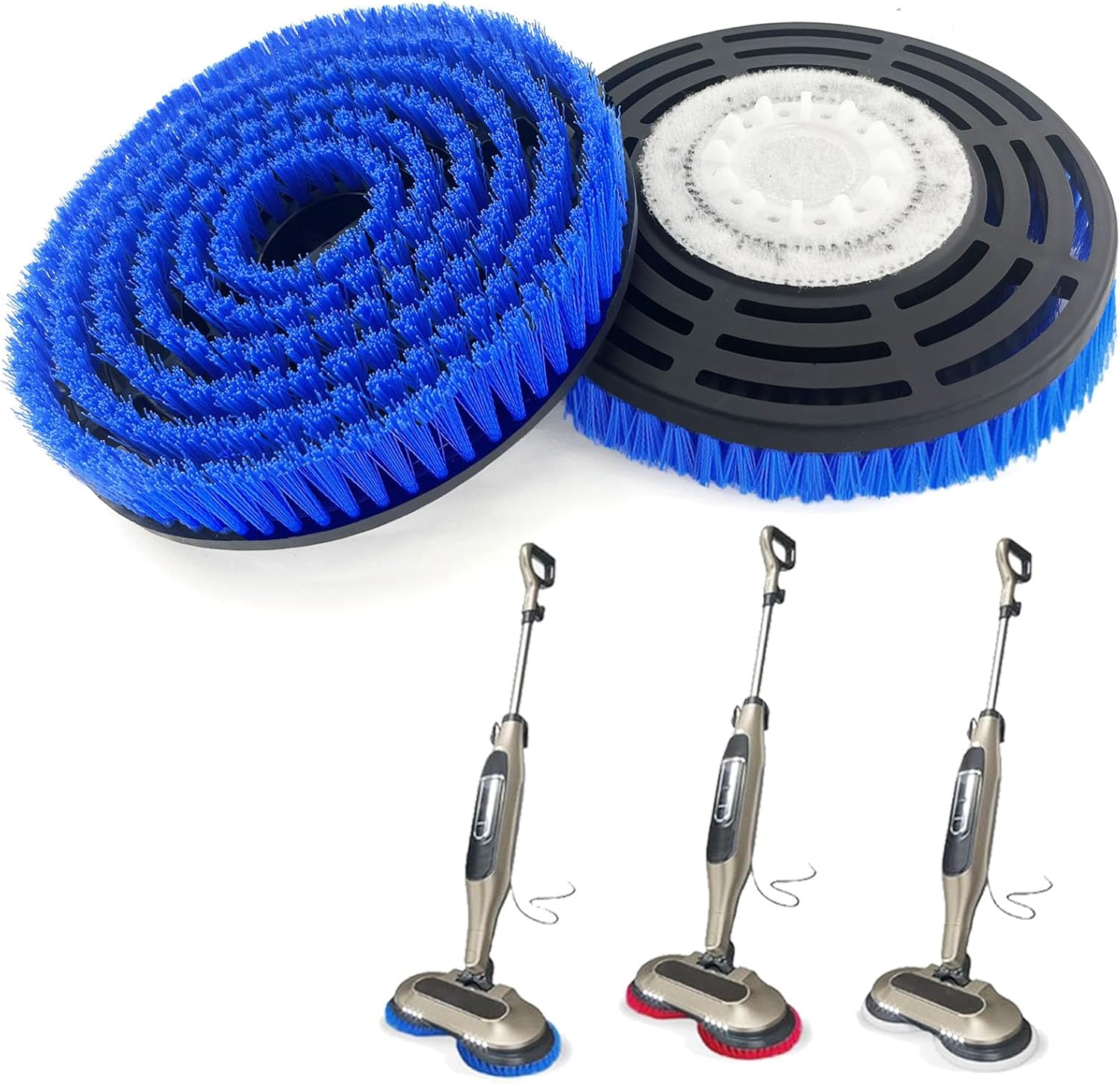 Shark S8201 Replacement Steam Mop Brush Heads - 2 Pack Upgraded Washable Scrubbing Brushes | Blue