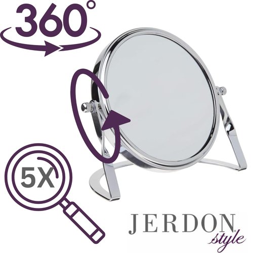 JERDON Small 5X Magnifying Mirror - 5.5" Makeup Mirror in Chrome Finish - Model MC113C