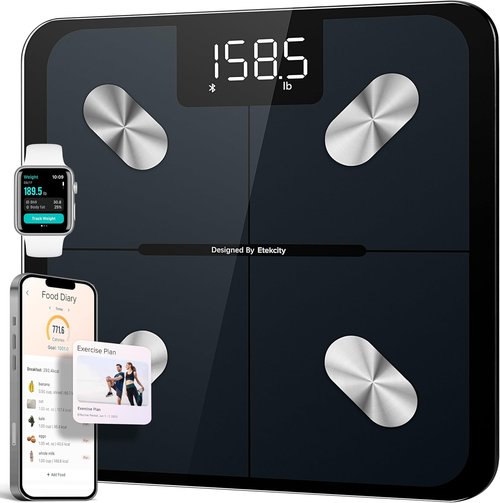 Etekcity Smart Scale - Accurate Bluetooth Body Weight Scale with BMI, Body Fat & Muscle Mass | Tempered Glass Design
