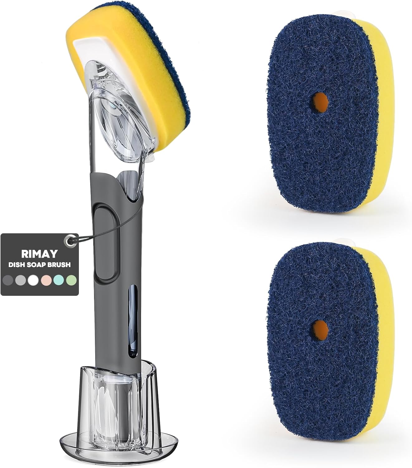 Skiennix Dish Brush Set - Soap Dispenser with 2 Sponge Refills & Holder | Ideal for Pots, Pans, and Dishes
