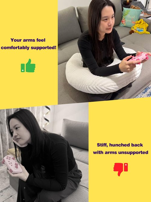MIJIMO Gaming Crochet Pillow for Lap Support Lap Desk Pillow Setting in Bed or Sofa, U-Shaped Arm Pillows for Adults,Reading Pillow for Gaming, Working, Writing in Bed Couch Floor