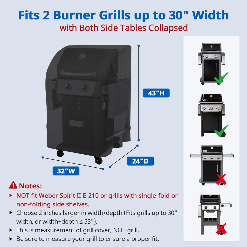 SunPatio 32-Inch Heavy Duty Waterproof Gas Grill Cover - Fits Weber, Char-Broil & Nexgrill