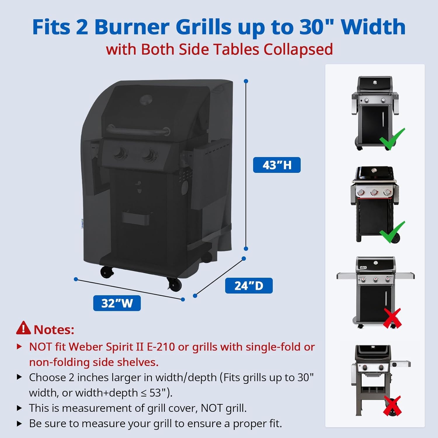 SunPatio 32-Inch Heavy Duty Waterproof Gas Grill Cover - Fits Weber, Char-Broil & Nexgrill