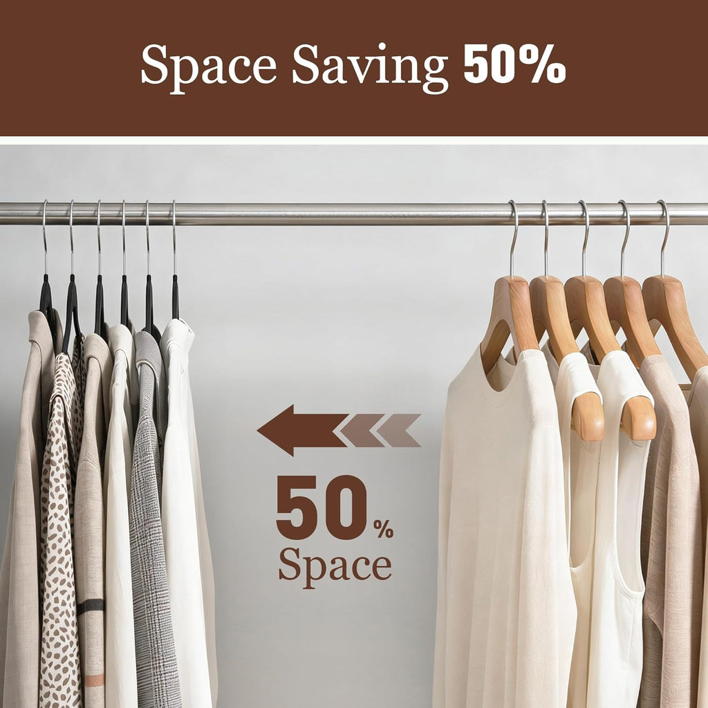 Velvet Hangers 50 Pack - Slim Non-Slip Space-Saving Clothes Hangers | Heavy Duty for Pants, Coats, and More - Black