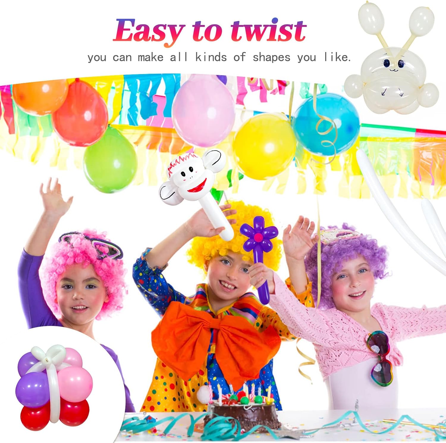 Skiennix 260 Clear Balloons - Thickening Long Latex for Twisting Animals & Arch Decor | 100pcs