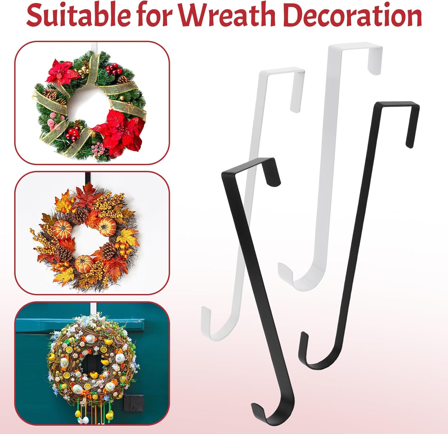 Regine Switzerland 12-Inch Wreath Hanger - Over The Door Hook for Indoor/Outdoor Decorations