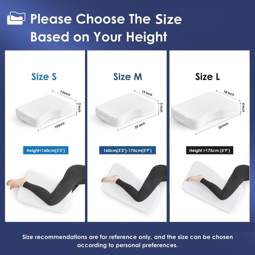 Livemy Leg Pillow for Side Sleepers, Memory Foam Knee Pillow for Side Sleeping, Leg Elevation Pillow for Hip/Back/Sciatica Pain Relief Helps Spine Alignment -18"x30" (4 INCHES) (White, L)