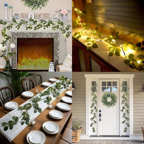 Eucalyptus Garland with 96 LED Lights - 6.56FT Battery Operated | 8 Modes & Timer for Home Decor