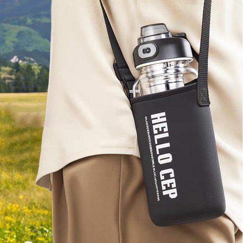 Snminetal 34oz Glass Water Bottle with Capacity Mark & Sleeve, BPA-Free Tea Bottle with Infuser for Hot & Cold Drinks, Tea, Coffee and Water for Gym, Home & Office