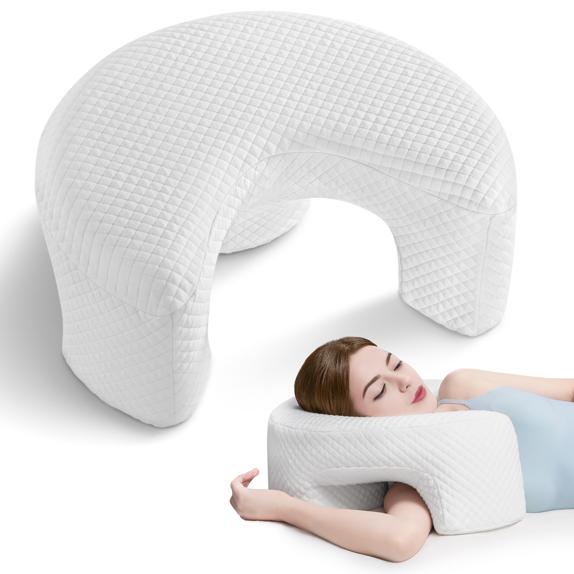 AM AEROMAX Side Sleeping Pillow with Arm Holes - Breathable Memory Foam Pillow for Shoulder & Rotator Cuff Pressure Relief - Ideal for Side Sleepers Who Prefer a Cozy,Body-Hugging Feel
