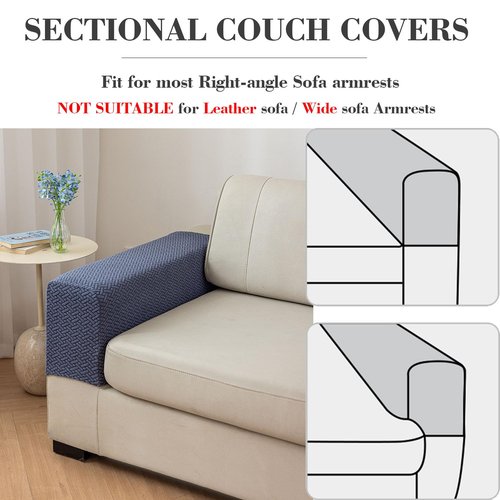 Disayu 2Pcs Couch Arm Covers, Armrest Cover for Sofa, Sofa Arms Covers Washable Arms with Twist Pins Soft,Skin-Friendly for Pets (Texture Gray, Armrest Cover)