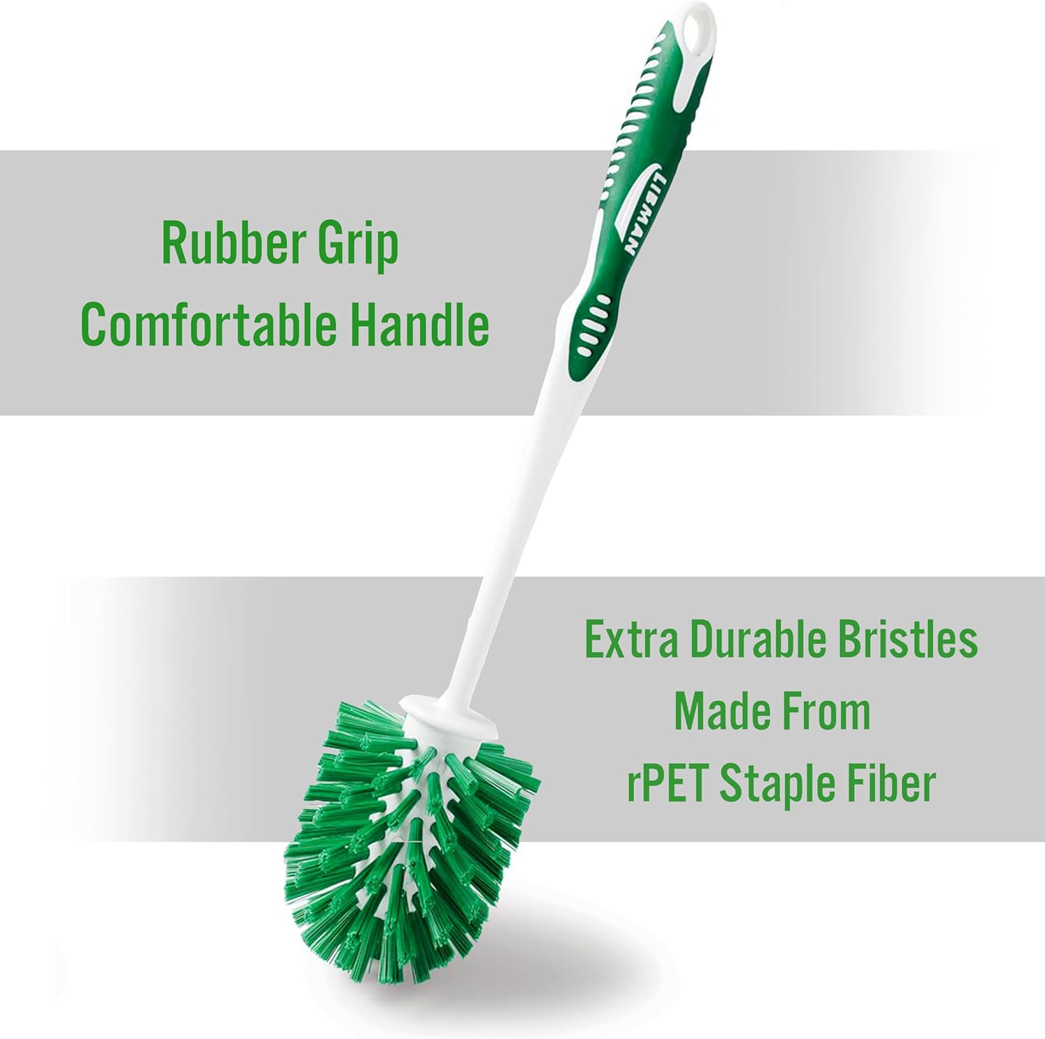 Tribello Toilet Brush and Holder Set - Fast Drying Caddy with 32 fl. oz. Stain Remover Soap