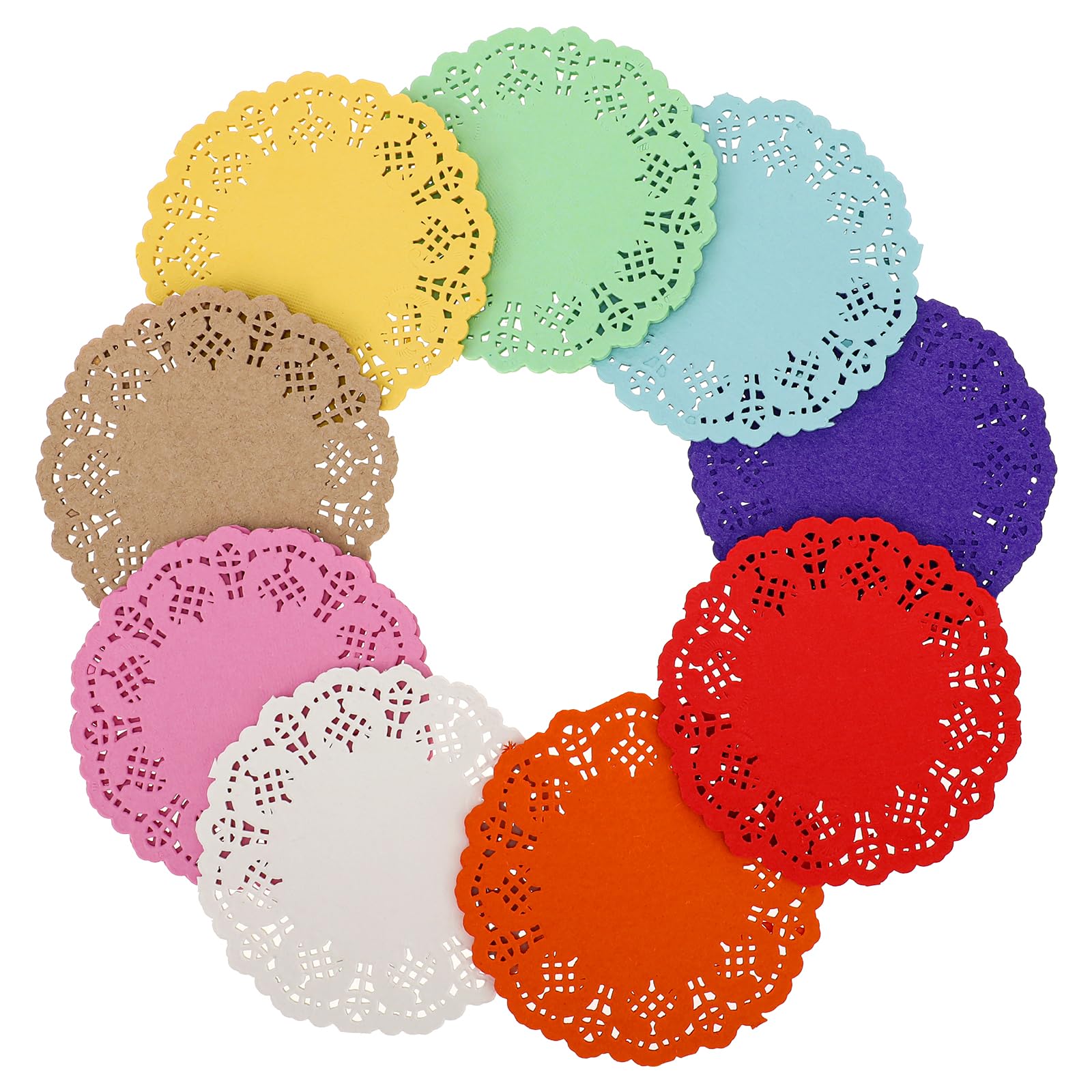 JJUNW 180 Pcs 3.35 Inch Round Lace Colored Paper Doilies, Assorted 9 Colors Mini Paper Doilies, Small Round Paper Doilies for Tables Crafts Wedding Party and Tableware Decoration