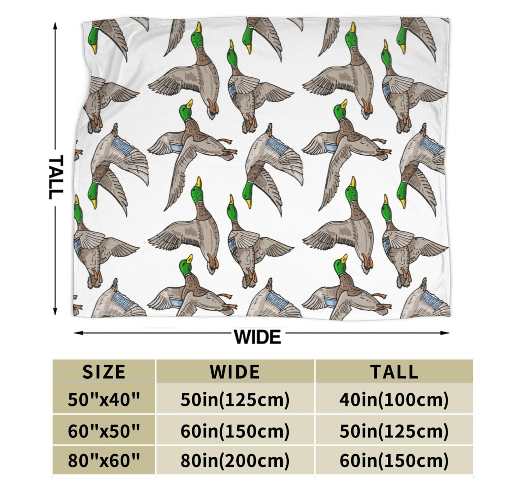 Mallard Duck Blanket Funny Throw Blanket, Soft Cozy Flannel Throw Blanket for Conch Sofa Bed,Super Soft Throw Blankets for All Season Adult Kids Teens Duck Lovers 60x50 in