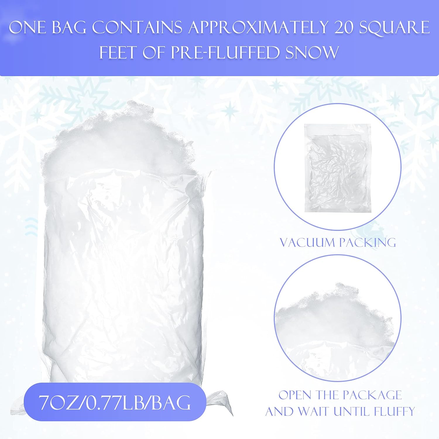 Tatuo Christmas Fake Snow | Fluffy Artificial Snow Blanket for Holiday Decor | 5.3 oz Bags