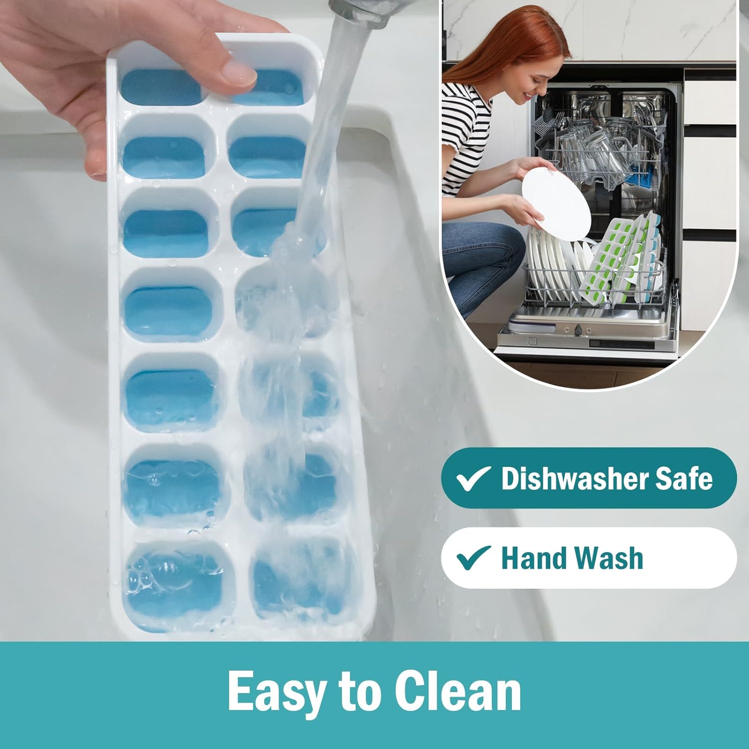 Skiennix Ice Cube Trays - Easy-Release Silicone with Spill-Resistant Lids | BPA-Free & Stackable