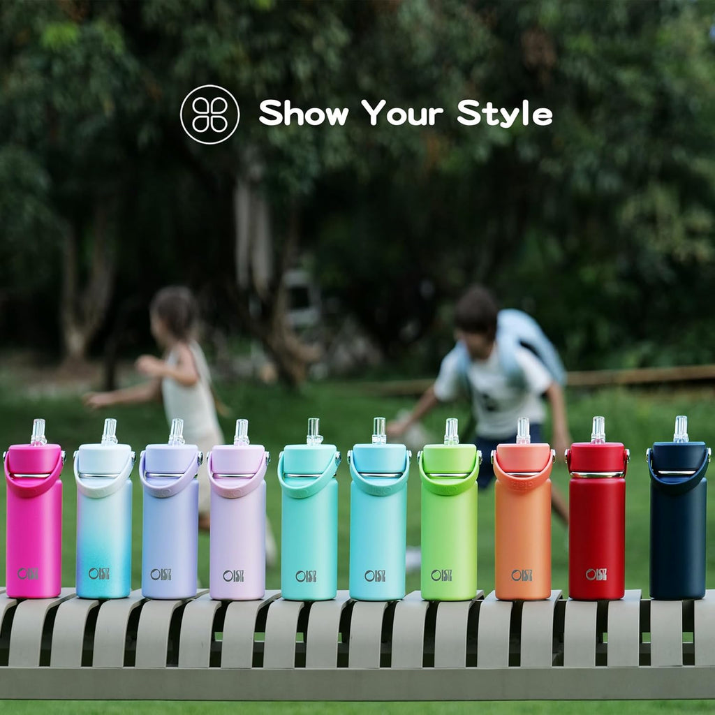 OISIZ Kids Water Bottle - 14oz Vacuum Insulated Stainless Steel | Leakproof, BPA-Free, Keeps Drinks Cold for 24 Hours