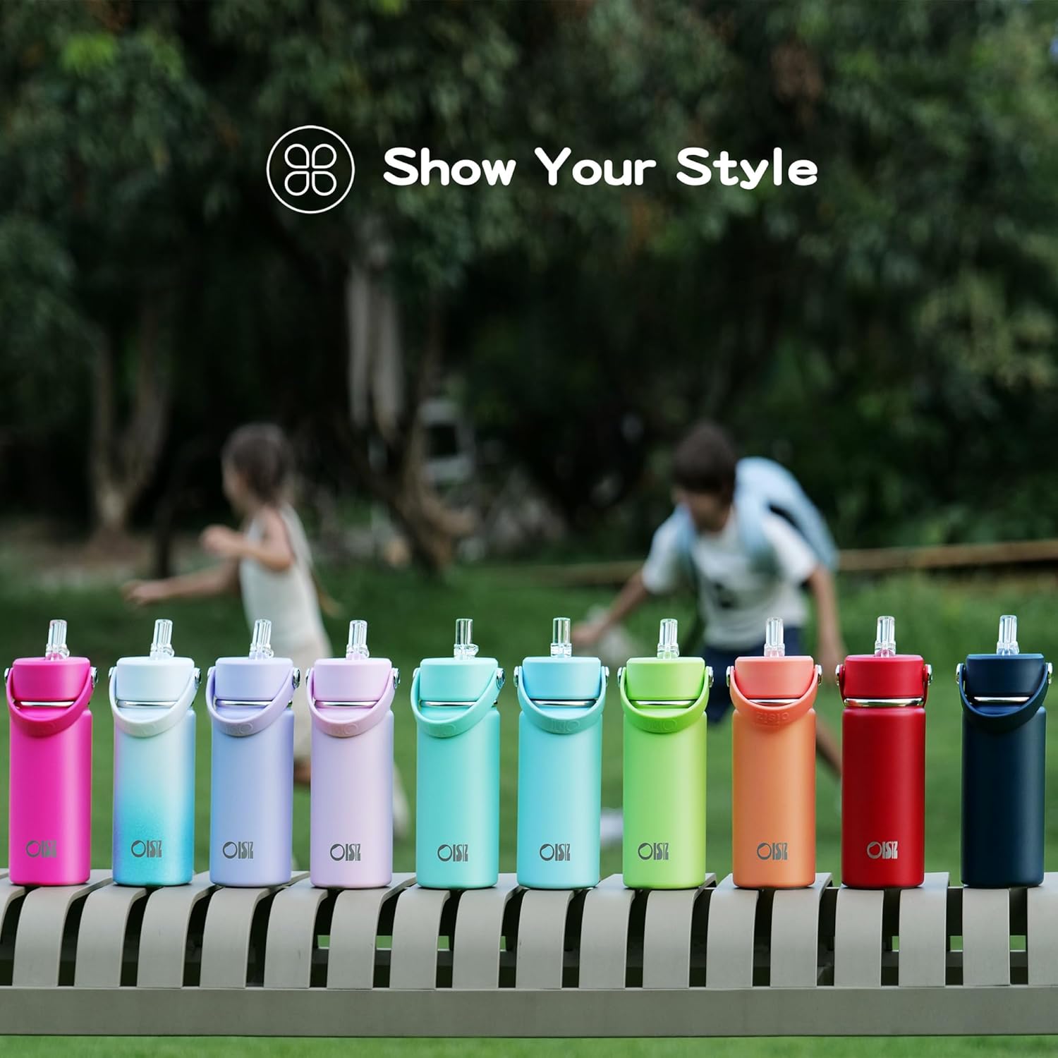 OISIZ Kids Water Bottle - 14oz Vacuum Insulated Stainless Steel | Leakproof, BPA-Free, Keeps Drinks Cold for 24 Hours