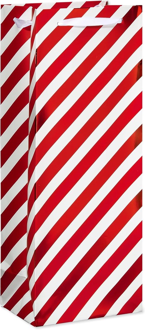 American Greetings Wine Gift Bags - Multi-Design Set in Red, White, and Silver (5 Bags)