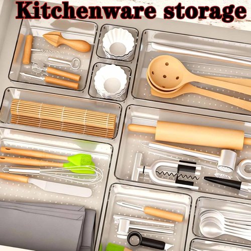 25-Piece Clear Plastic Drawer Organizer Set - Versatile Non-Slip Storage Bins for Bathroom, Kitchen & Office