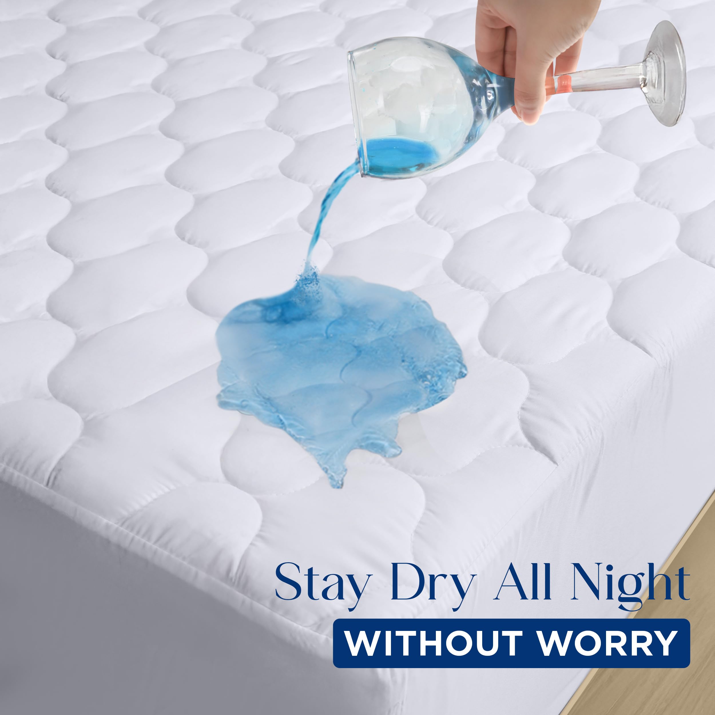 Utopia Bedding 2 Pack Waterproof Mattress Protector, King Mattress Pad, Noiseless Quilted Fitted Cover with Deep Pocket Stretches up to 16 Inches (White)