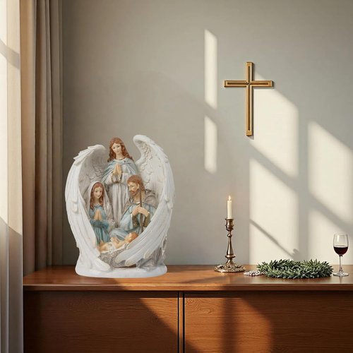 Braxio Christmas Decorations - Indoor Nativity Angel Set | Holy Family Tabletop Scene 10x6.5x12.4 Inch