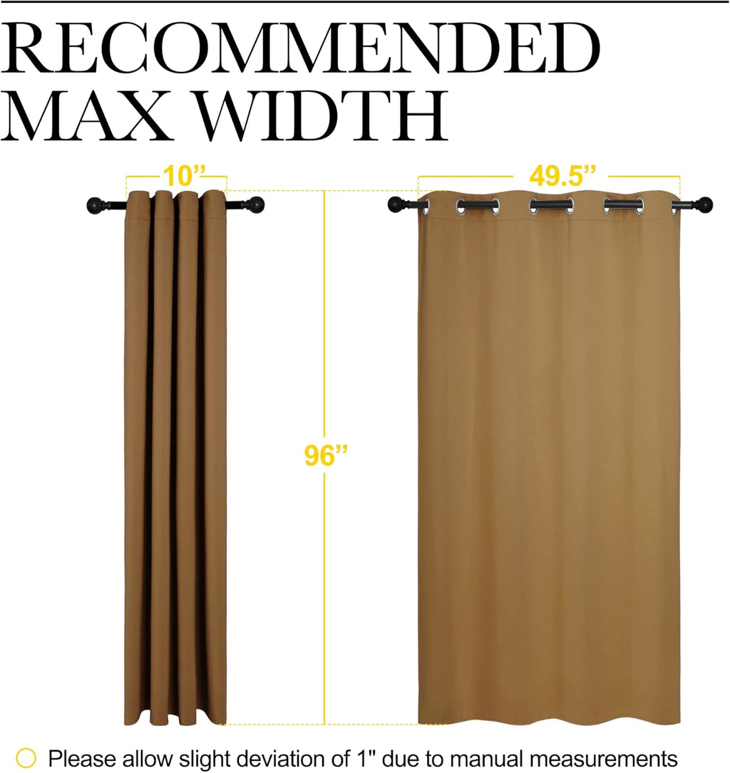 NICETOWN Blackout Curtains - Noise Reducing & Draft Blocking | 96-Inch Length, 2 Panels in Gold Brown