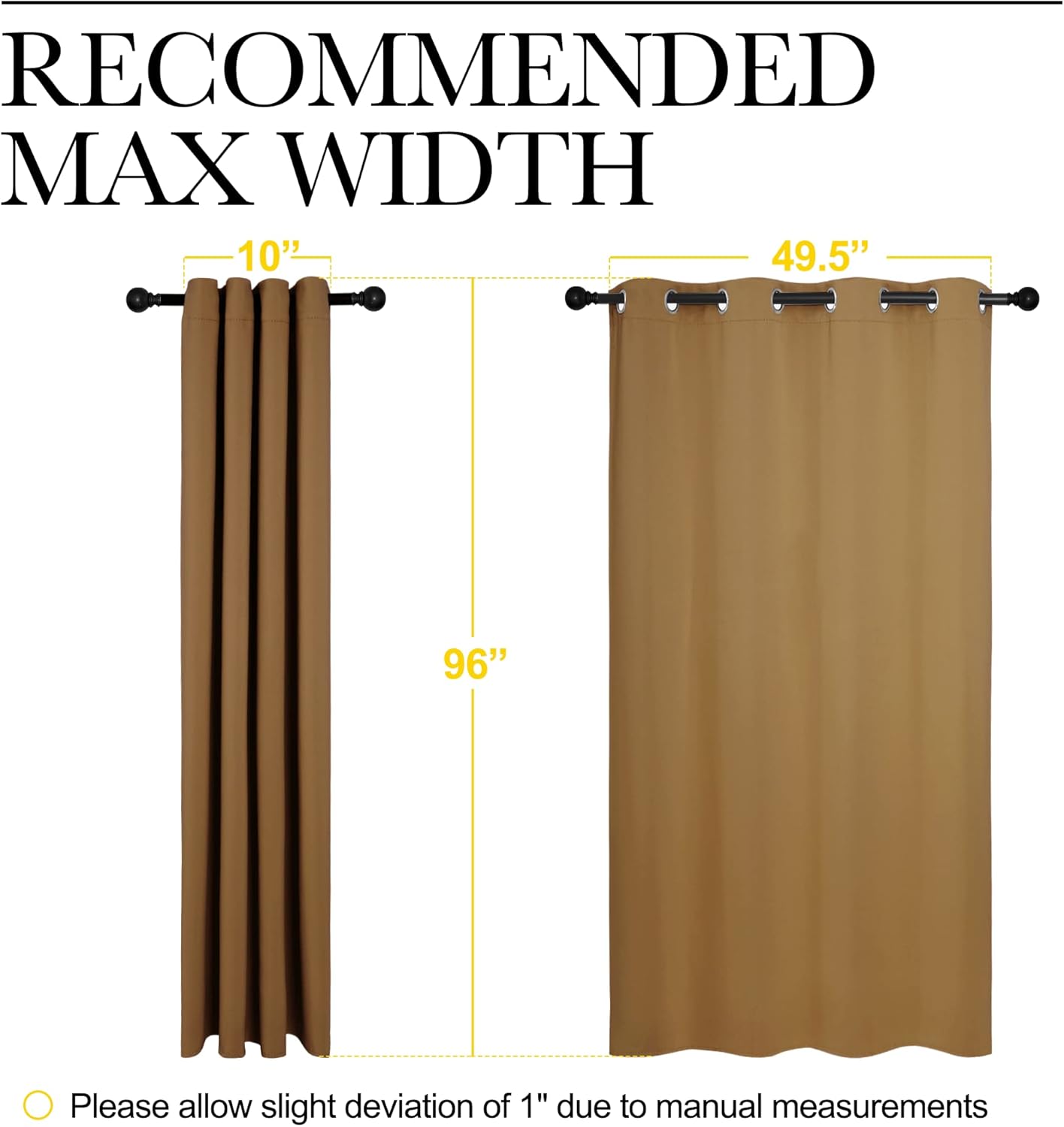 NICETOWN Blackout Curtains - Noise Reducing & Draft Blocking | 96-Inch Length, 2 Panels in Gold Brown