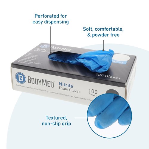 BodyMed Nitrile Gloves for Exam and Home Use, Medium, 1,000 Count - Latex & Powder Free Disposable Gloves for Medical Use, Cooking, Cleaning & More