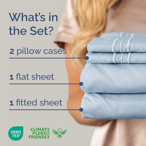 King Size 4-Piece Sheet Set | Comfy, Breathable & Cooling Bed Sheets - Luxury Hotel Quality - Sky Blue