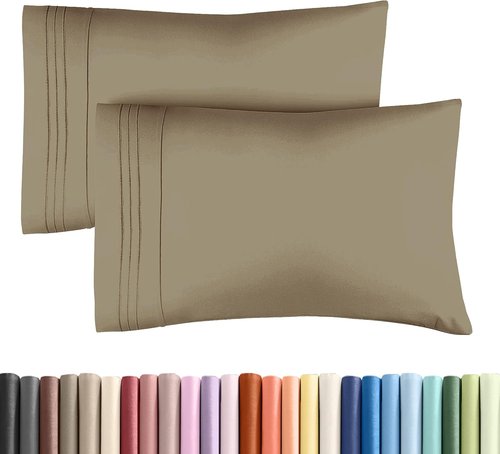 King Pillow Cases by [Brand Name] - Ultra Soft Hotel Quality Covers | Comfy, Wrinkle-Free & Fade Resistant - 2 Piece Set in Khaki