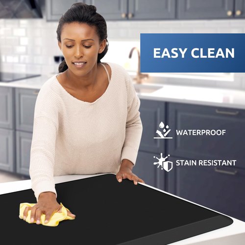 KitchenClouds Kitchen Mat Cushioned Anti Fatigue Rug 22"x36" Water Resistant, Non Slip, Standing and Comfort Desk/Floor Mats for House Sink Office (Black,0.8inch)