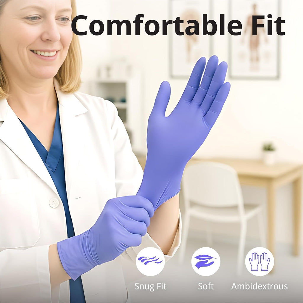 SwiftGrip Disposable Nitrile Exam Gloves - 3mil, Medium, Box of 100 | Latex-Free, Powder-Free, Violet for Medical & Food Safety