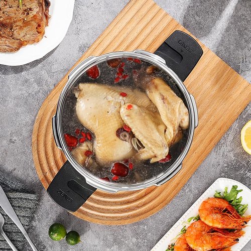 304 Stainless Steel Pressure Cooker, 7 Inch Quick Cooking Pot with Safety Valve, Mirror Polish Interior, Bakelite Handles