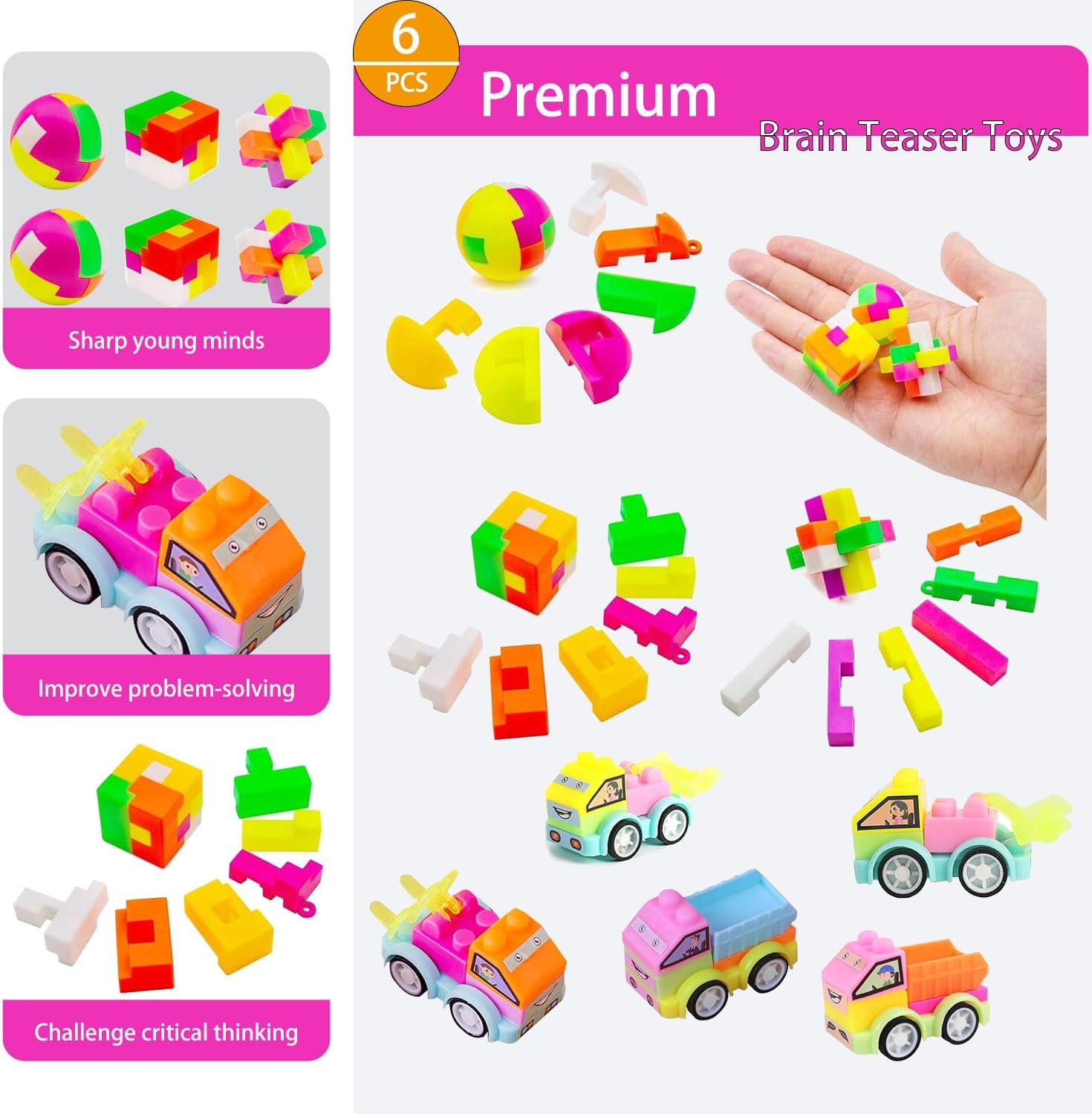 Skiennix 136 Pcs Kids Party Favors - 5-in-1 Classroom Prize Box for Ages 4-10 | Fun Carnival Treasure Box Fillers