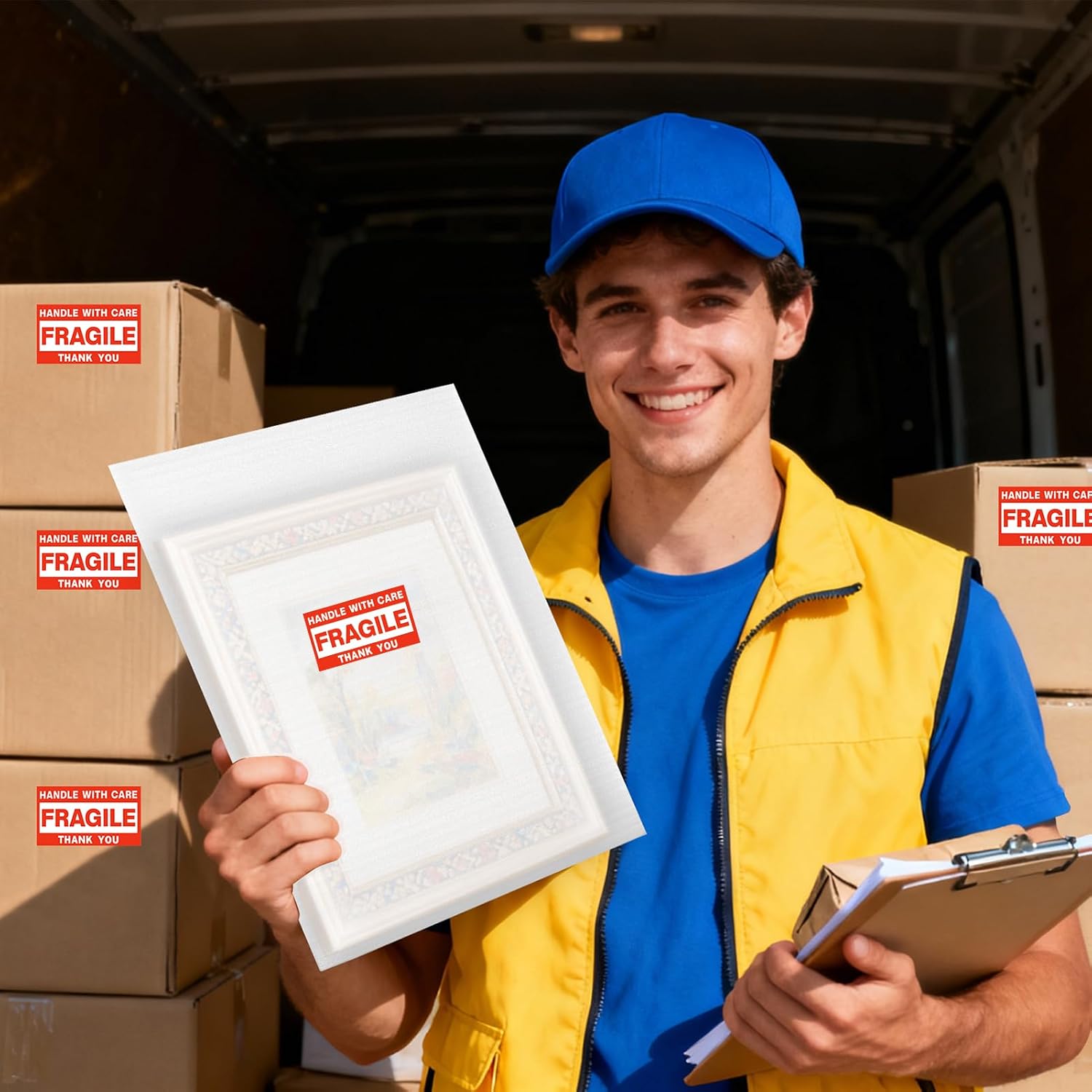 Regine Switzerland Dish Packing Supplies - 560 Pcs High-Density Foam Wrap Pouches & Sheets | 4 Sizes with Fragile Stickers