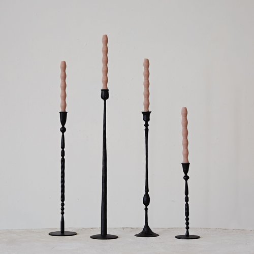 Creative Co-Op Tall Decorative Hand-Forged Metal Taper Holder, Black