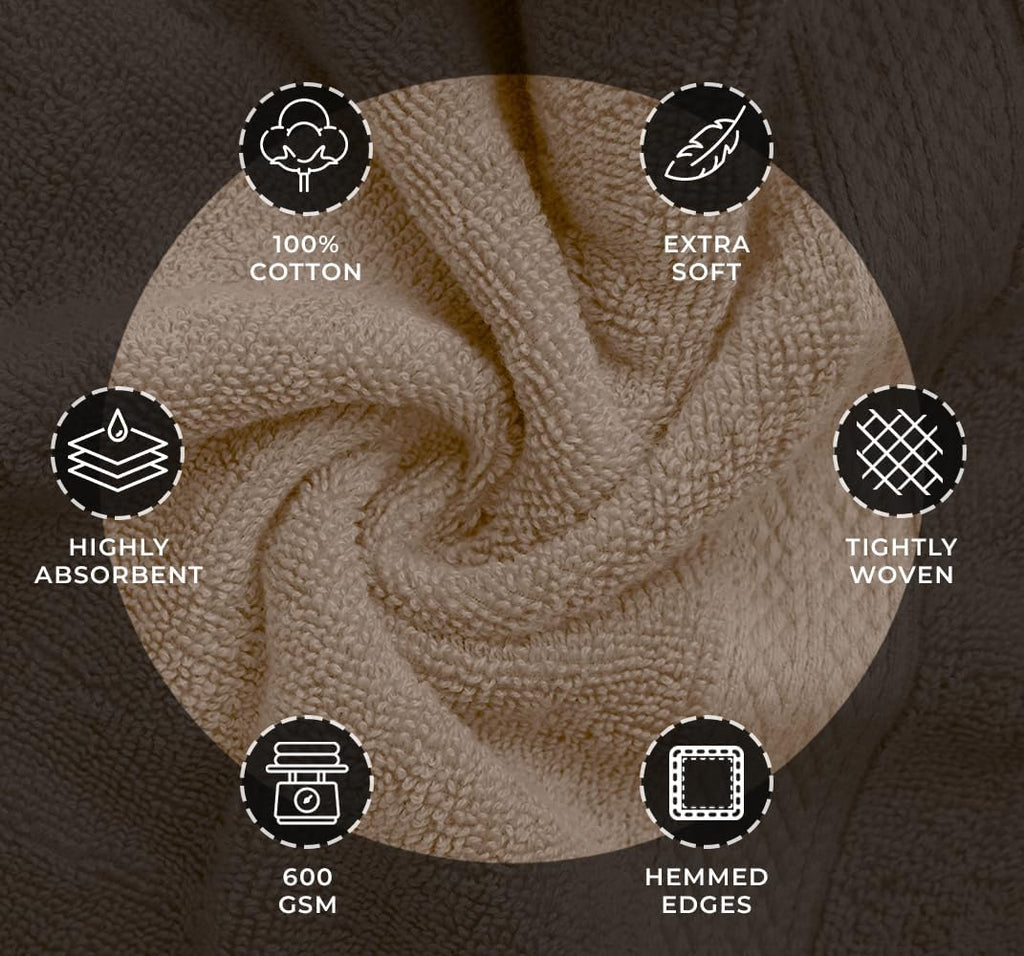 Avalon Towels Luxury 8-Piece Beige Towel Set | 100% Ring Spun Cotton, Highly Absorbent, 600 GSM