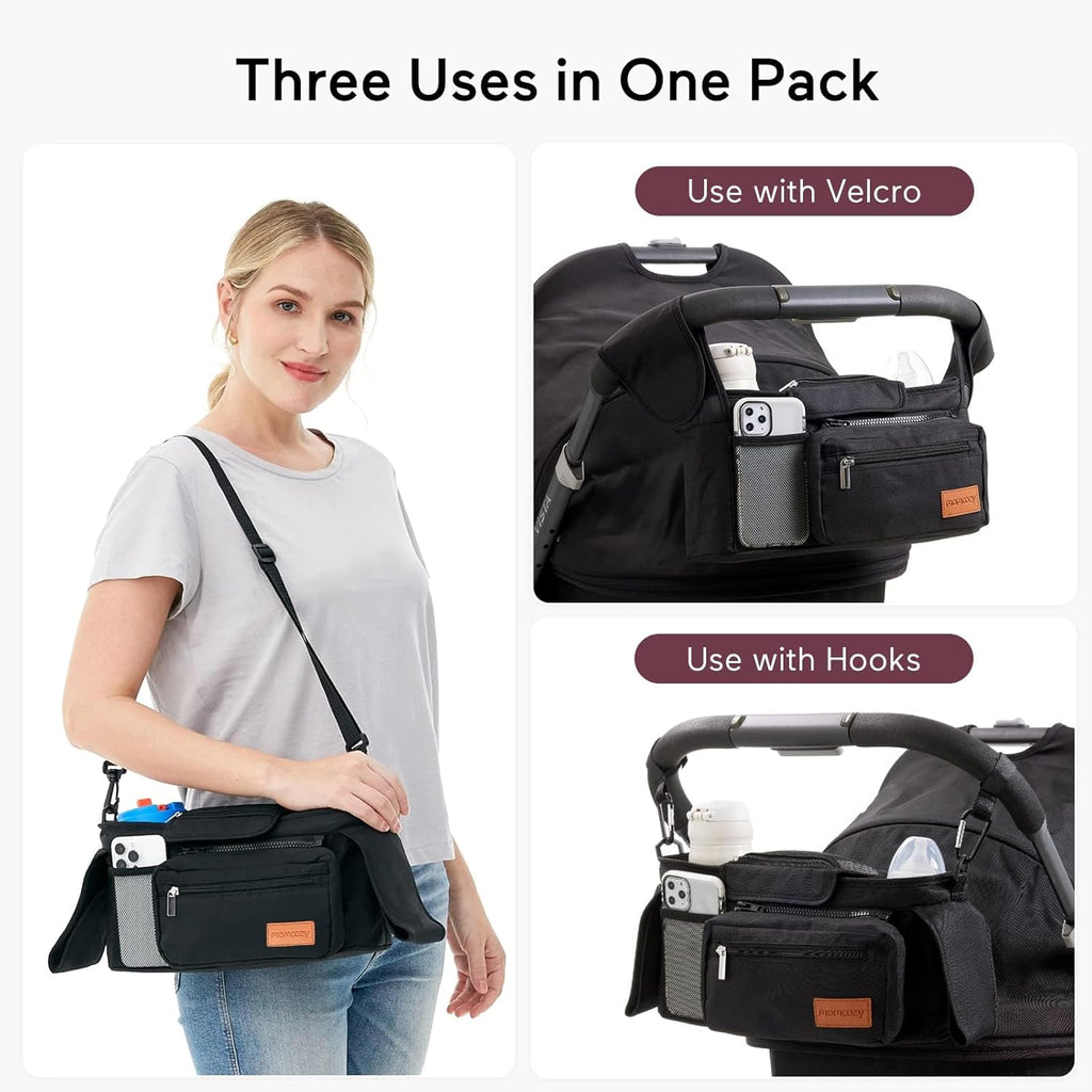 Momcozy Universal Stroller Organizer - Insulated Cup Holder & Detachable Phone Bag - Fits Most Strollers