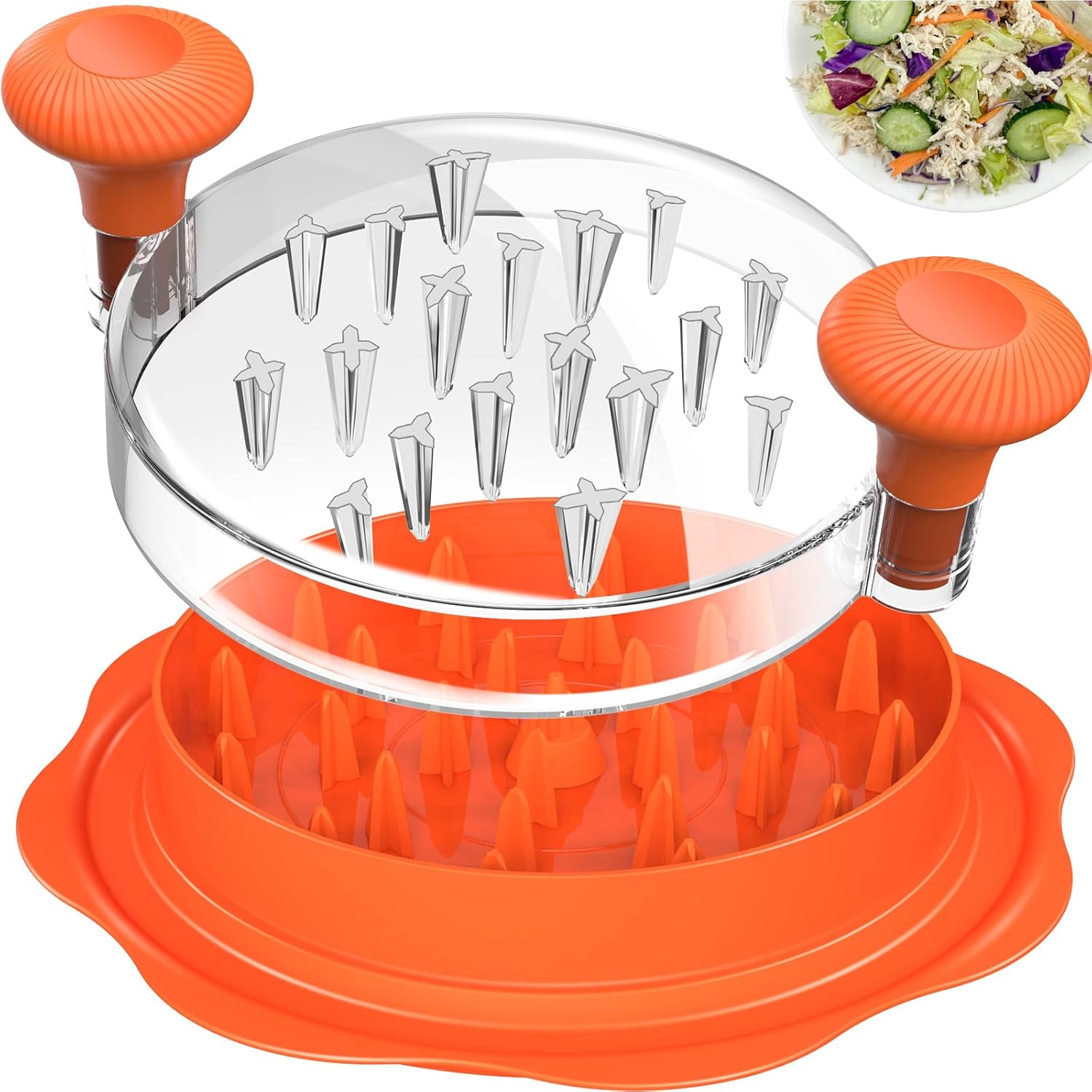 Ukeetap 10" Pro Chicken Shredder Tool - BPA-Free Meat Grinder with Ergonomic Handle & Anti-Slip Base, Orange