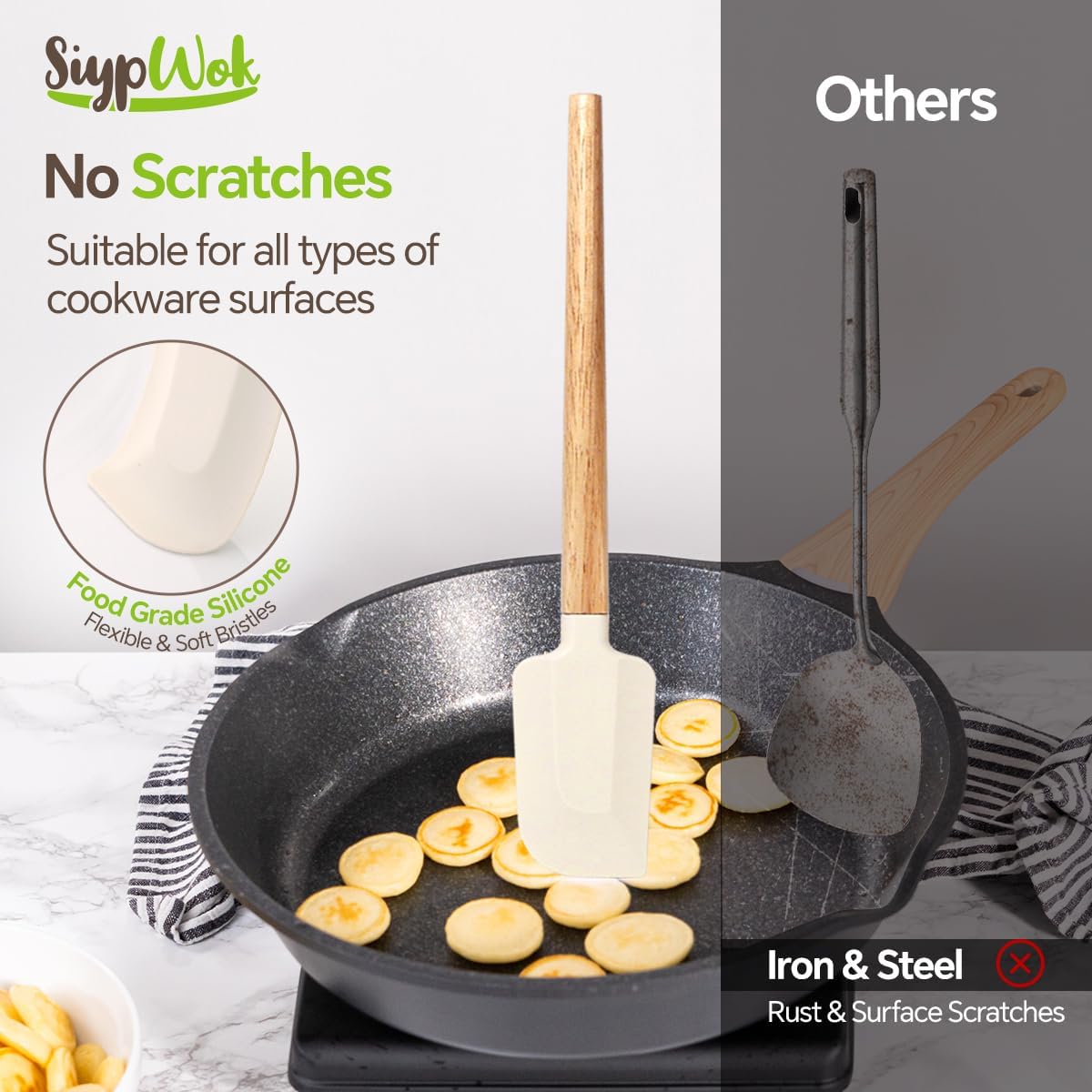 Silicone Spatula Set - Food Grade Rubber Cooking Utensils | 4-Piece Nonstick Heat Resistant Up to 600°F